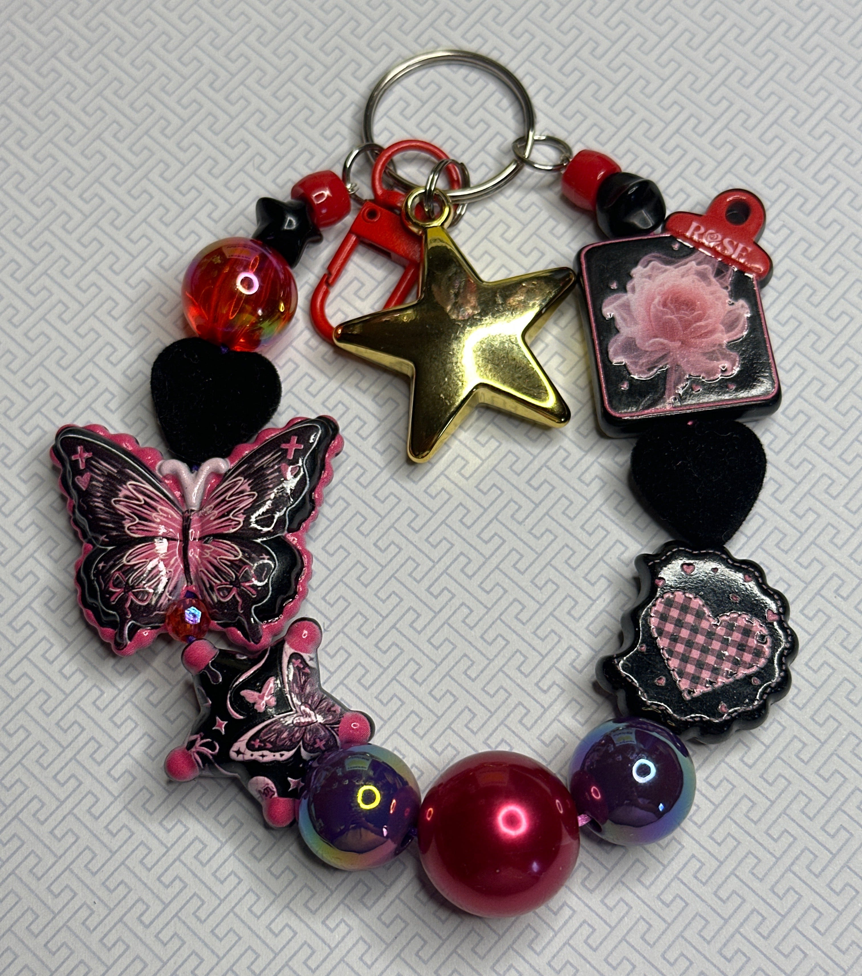 K087 Rebel Love Decora Goth Statement Bag Charm/Keychain
